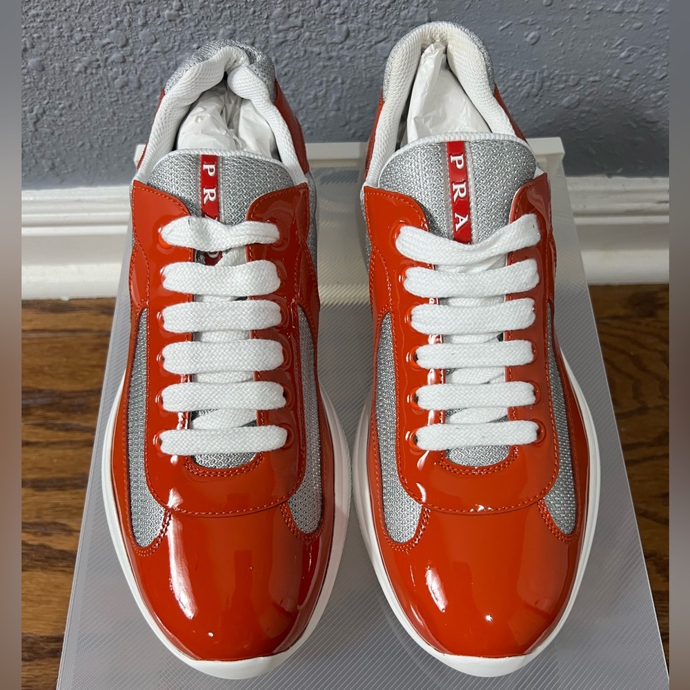 Brandnew Authentic Prada American Cup Sneakers (  Orange ) No BOX ! !